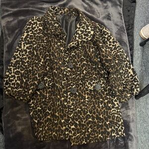 Leopard Print Women's Pea Coat